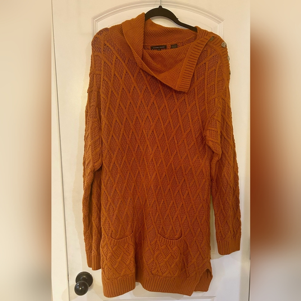 JEANNE PIERRE Rust Cowl Neck Sweater